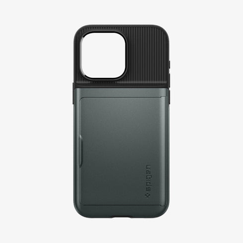 ACS06589 - iPhone 15 Pro Max Case Slim Armor CS in black showing the back with card in slot